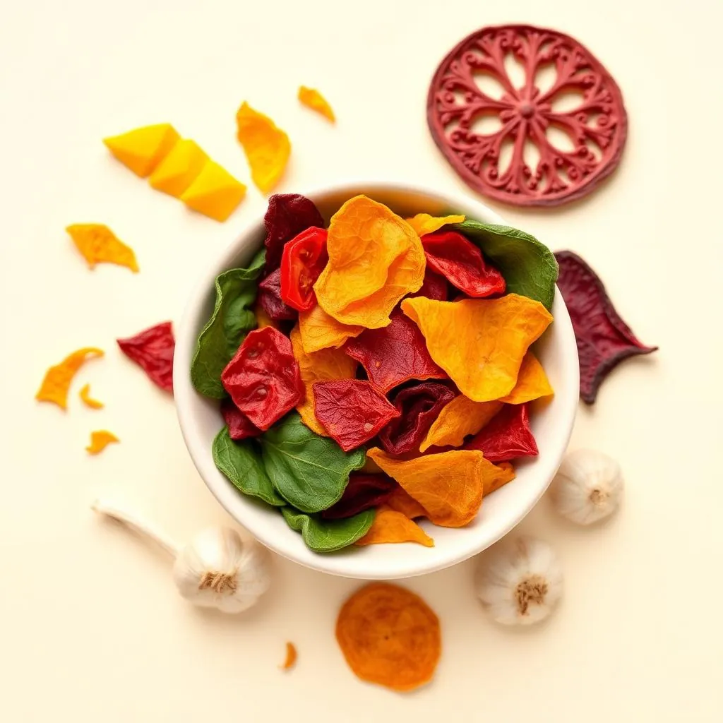 Assortment of premium dehydrated fruits and vegetables from Raisa Foods arranged in bowls